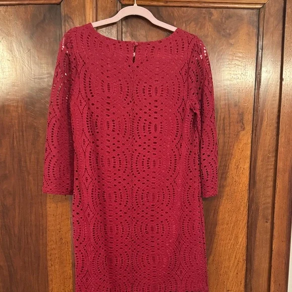 J. Crew Burgundy Crochet Dress with Scoop Neck - Picture 4 of 5